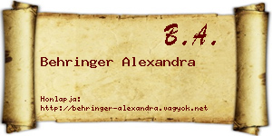 Behringer Alexandra névjegykártya